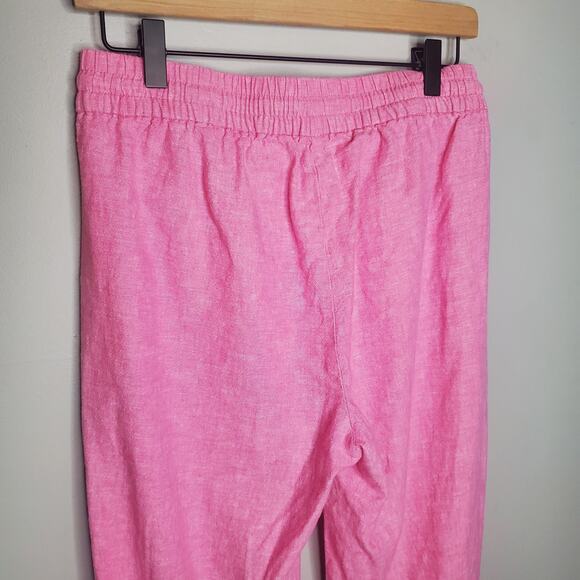 J.Crew Factory Linen-Cotton Drawstring Pant Pink Linen Cotton Blend Women's 8 - Picture 10 of 15
